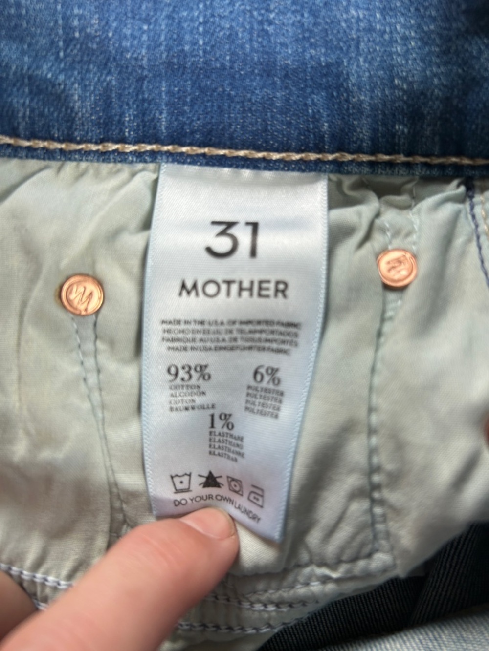 MOTHER Light Blue Denim Distressed Jean Skirt | Size 31 - Picture 6 of 7